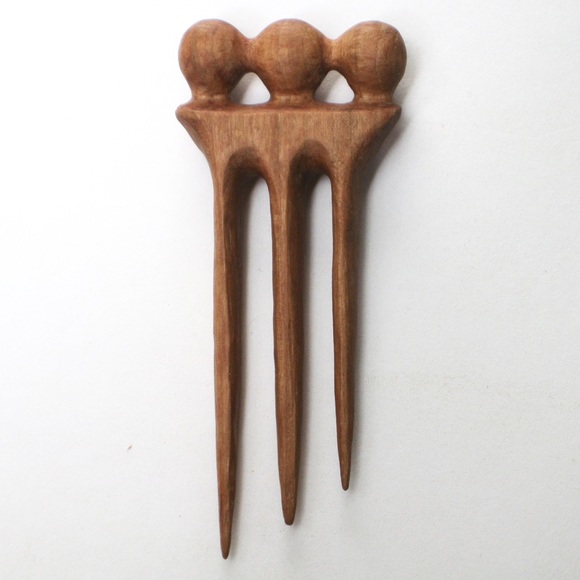 Playful minimalist wooden hair comb pin stick - Picture 2 of 2